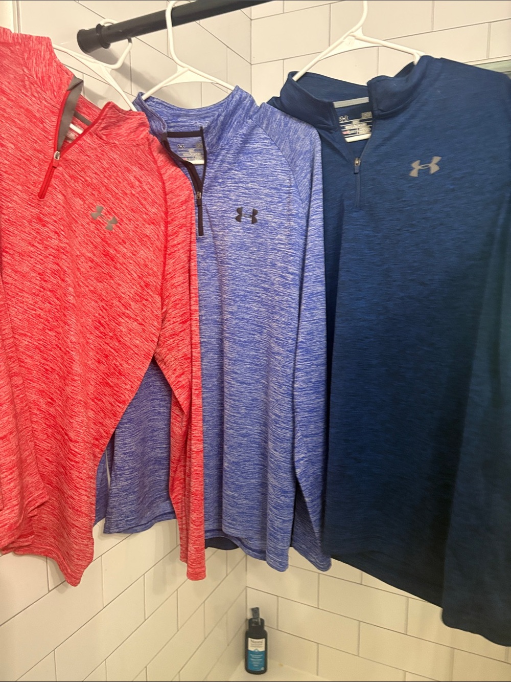 Bundle 3 Under Armour Red, Blue & Navy Heathered Quarter-Zip Pullovers